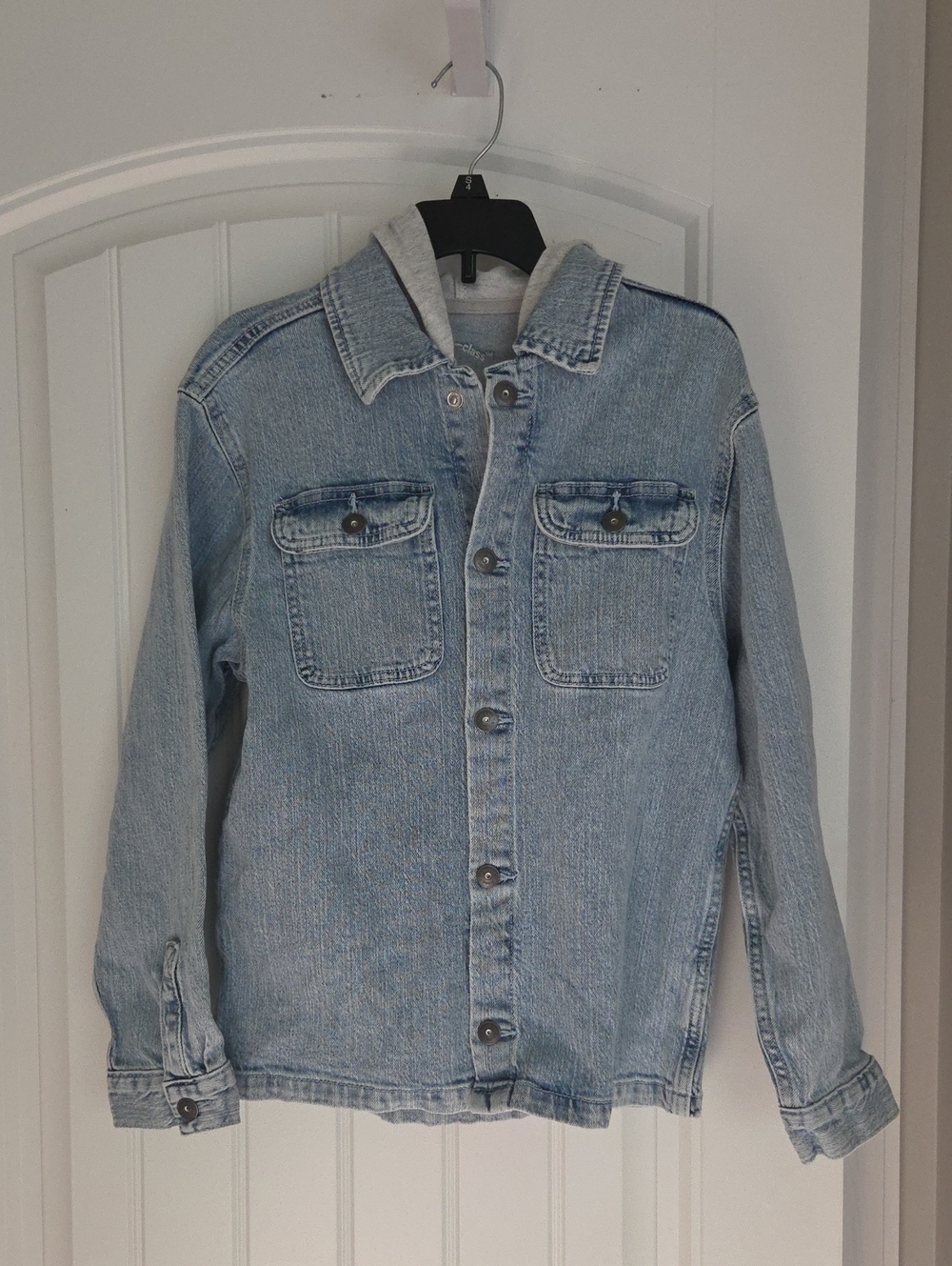 Kids Light Blue Denim Jacket with Hooded Knit Lining